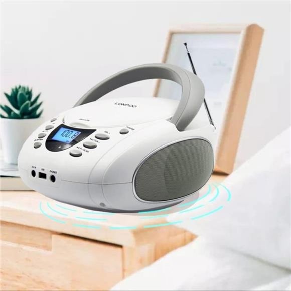 CD Player Portable Boombox with FM Radio/USB/Bluetooth/AUX Input and Earphone - Picture 5 of 6